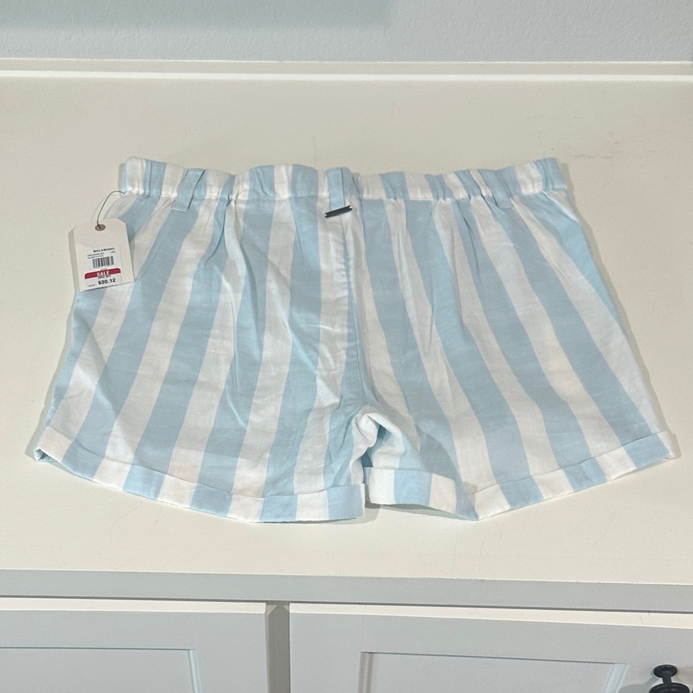 Striped Blue and White Women's Shorts - Picture 3 of 3